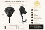 Hawken & Hill Cast Iron Dog Wall Hook, Rustic Black Decorative Dog Face Hook, Heavy Duty Wall Mounted Hook for Dog Leashes, Coats, Keys & Entryway Storage, Pack of 1 - Image 2