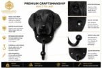 Hawken & Hill Cast Iron Dog Wall Hook, Rustic Black Decorative Dog Face Hook, Heavy Duty Wall Mounted Hook for Dog Leashes, Coats, Keys & Entryway Storage, Pack of 1 - Image 4