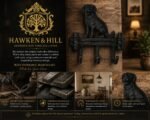 Hawken & Hill Cast Iron Dog Wall Hook Rack, Rustic Black, 3 Hooks, Farmhouse Decorative Wall Mount for Keys, Leash, Coat, Hat & Towel,Pack of 1 - Image 9