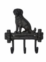 Hawken & Hill Cast Iron Dog Wall Hook Rack, Rustic Black, 3 Hooks, Farmhouse Decorative Wall Mount for Keys, Leash, Coat, Hat & Towel,Pack of 1