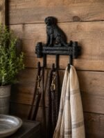 Hawken & Hill Cast Iron Dog Wall Hook Rack, Rustic Black, 3 Hooks, Farmhouse Decorative Wall Mount for Keys, Leash, Coat, Hat & Towel,Pack of 1 - Image 4