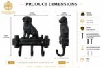 Hawken & Hill Cast Iron Dog Wall Hook Rack, Rustic Black, 3 Hooks, Farmhouse Decorative Wall Mount for Keys, Leash, Coat, Hat & Towel,Pack of 1 - Image 5
