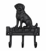 Hawken & Hill Cast Iron Dog Wall Hook Rack, Rustic Black Retriever Design, Heavy Duty 3 Hooks for Coats, Keys, Leashes & Towels, Farmhouse Wall Decor, Includes Mounting Screws,Pack of 1